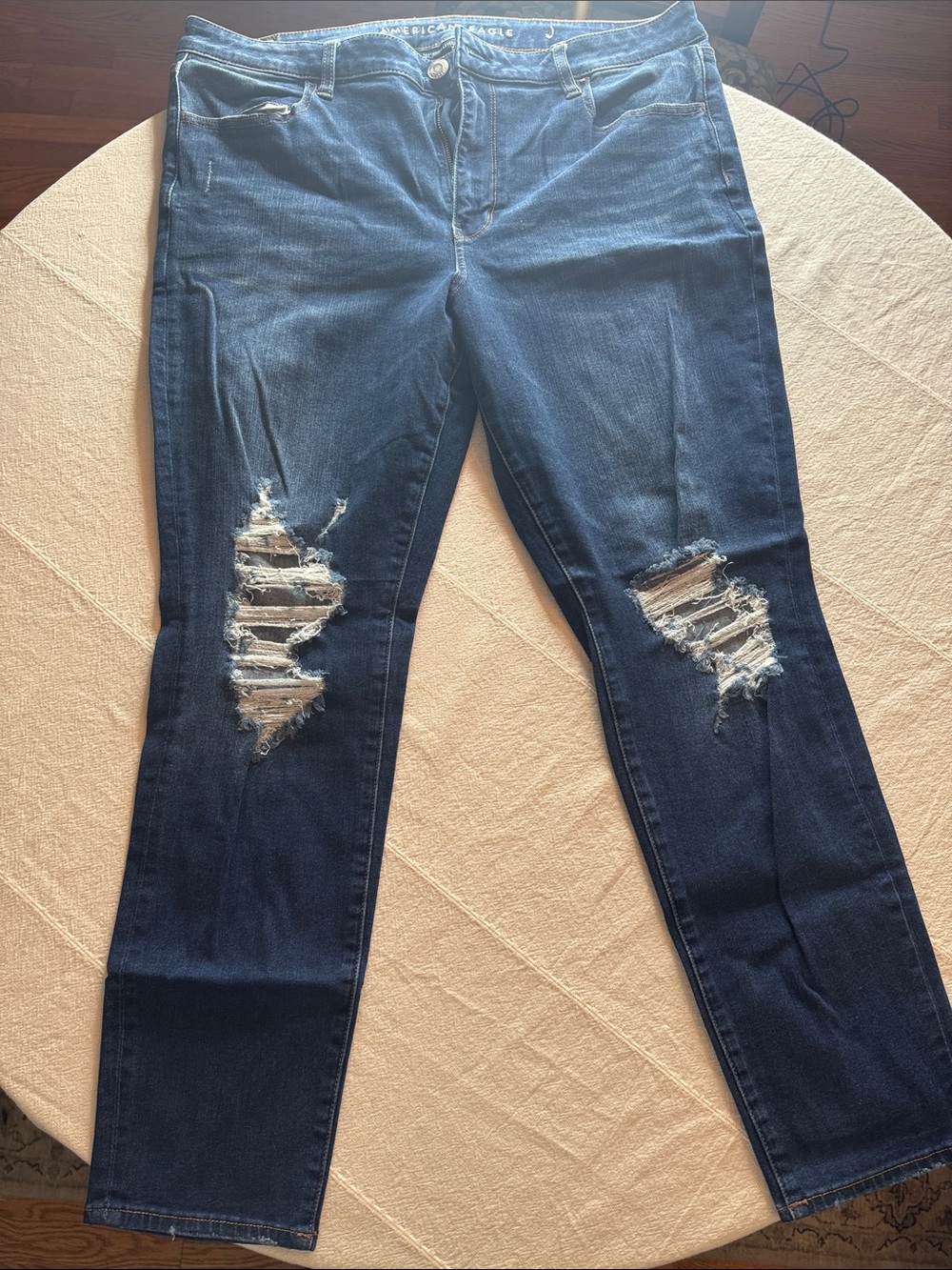 American Eagle Outfitters Dark Blue Ripped Skinny Jeans
